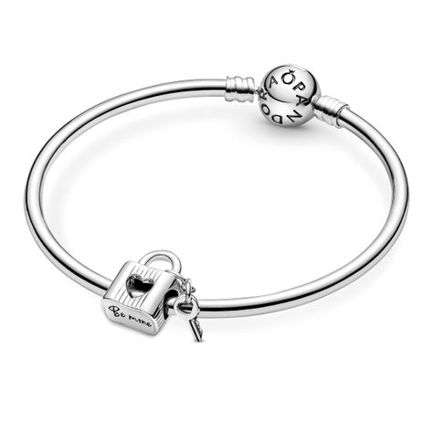 Dije en Plata Candado y Llave de Corazón Esmalte Negro-2