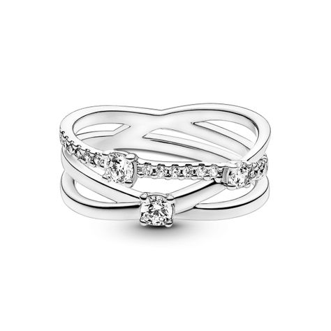 Anillo Banda Triple Resplandeciente-0