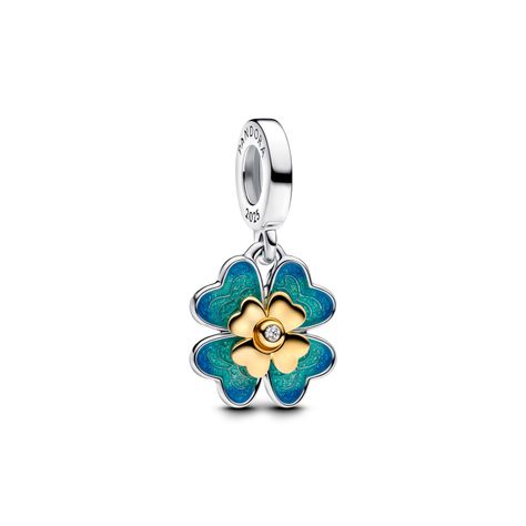 Charm Colgante Diamante Creado Laboratorio Trébol de Cuatro Hojas-0