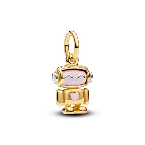 Charm Colgante Cara Robot Giratoria-0