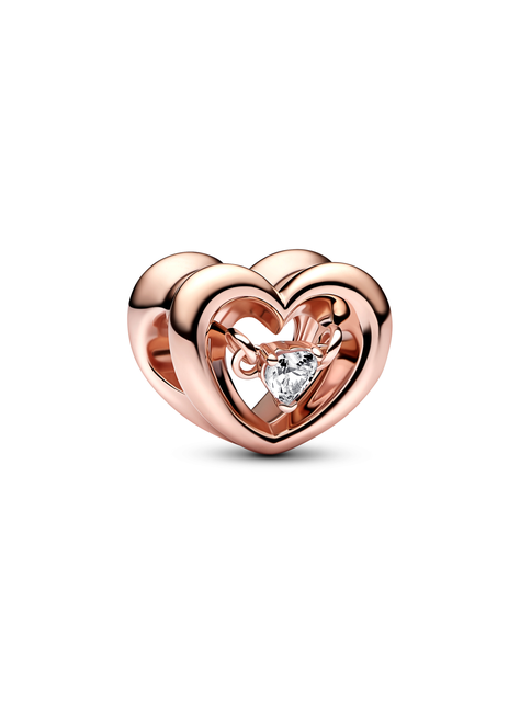 Charm Corazón Radiante y Piedra Flotante Rosa-0