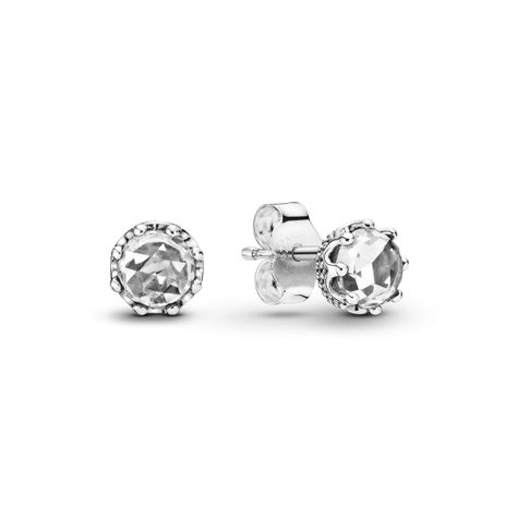 Aretes de Botón Corona Resplandor Pandora Plata Esterlina-0