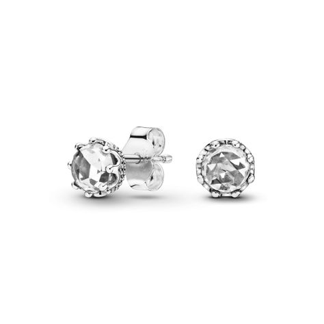 Aretes de Botón Corona Resplandor Pandora Plata Esterlina-1