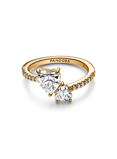 Anillo  en Shine Doble Corazon Brillante -0