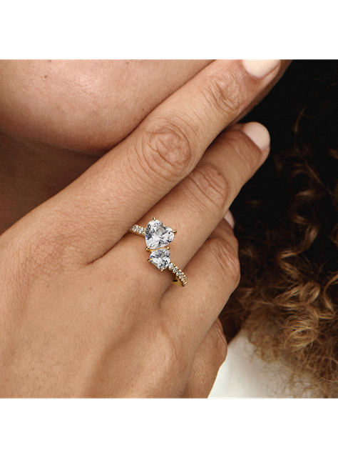 Anillo  en Shine Doble Corazon Brillante -2