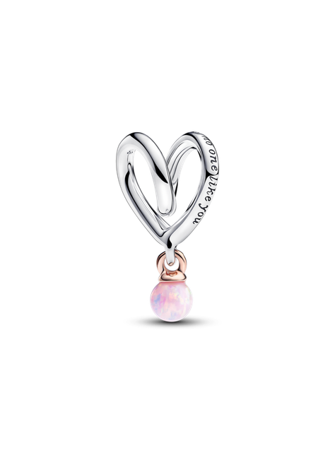 Charm Plata Corazon Envuelto Dos tonos Opalo -0