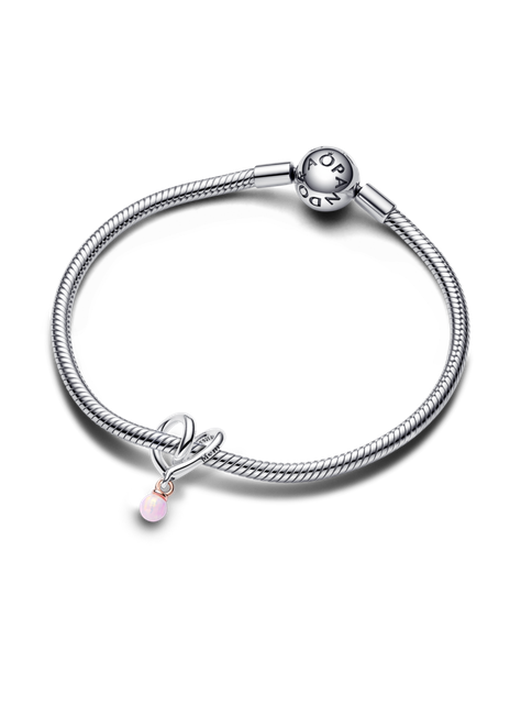 Charm Plata Corazon Envuelto Dos tonos Opalo -1