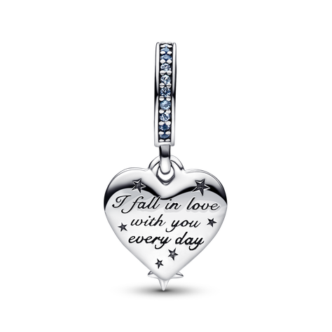 Dije en Plata  Doble Corazon de Estrella Fugaz-1