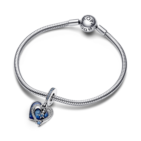 Dije en Plata  Doble Corazon de Estrella Fugaz-2