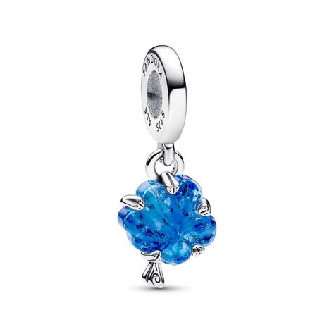 Charm colgante Árbol de familia de cristal Murano azul-0
