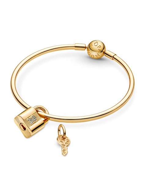 Charm Colgante Candado y Llave Recubrimiento en Oro-1