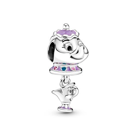 Dije en Plata Disney La Bella y la Bestia Sra. Potts y Chip -0