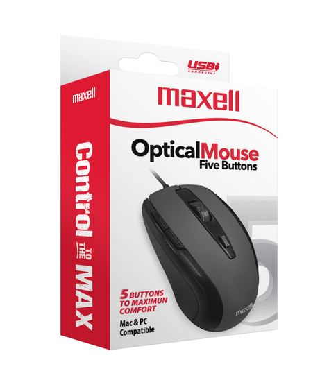 Mouse Óptico Maxell 5 Botones MOWR-105 Negro-2