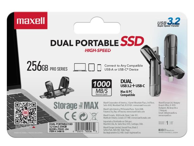 Disco SSD Externo Maxell 256GB 3.2 Dual USB-C 1000MB/s-2