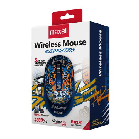 Mouse Inalámbrico Maxell Diseño Wild 4000dpi Usb/usb-c Tigre-3