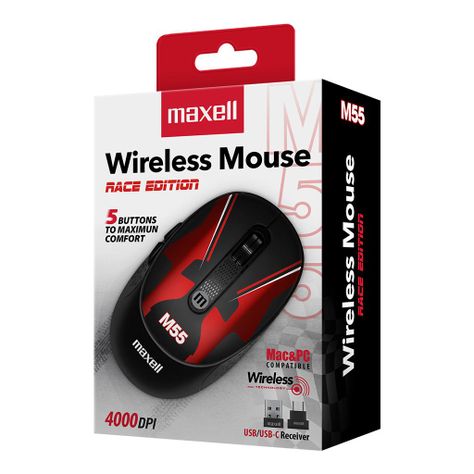 Mouse Inalámbrico Maxell Diseño Race 4000dpi Usb/usb-c M55-2