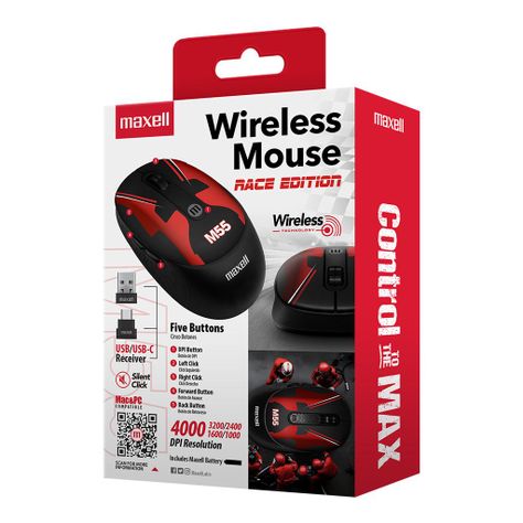 Mouse Inalámbrico Maxell Diseño Race 4000dpi Usb/usb-c M55-3