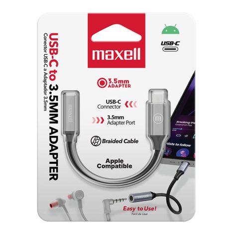 Adaptador Maxell Usb-c A 3.5mm Cable Trenzado-2
