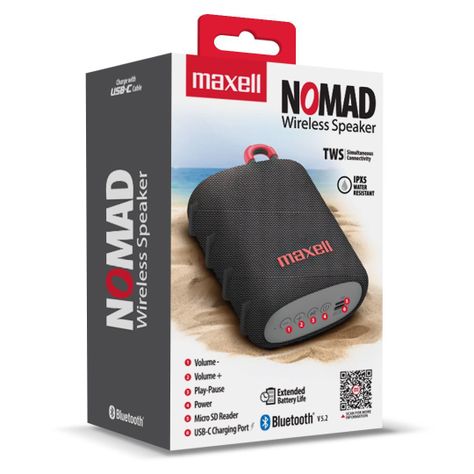 Parlante Bluetooth Portátil Maxell Nomad Tws 15 Hr Ipx5 Gris-2