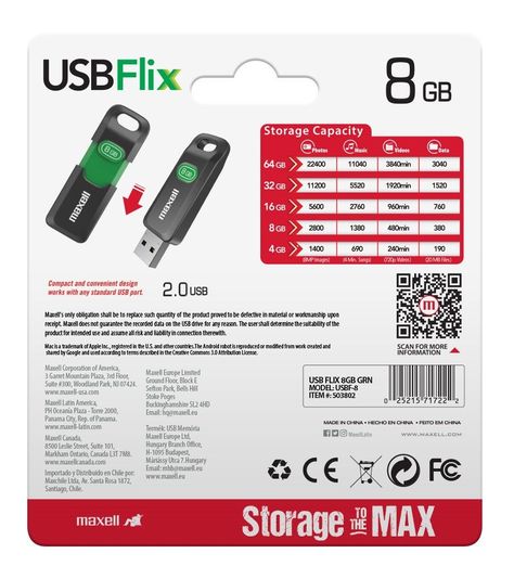 Pendrive Maxell FLIX 8GB 2.0-3