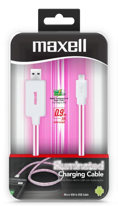 Cable Maxell Iluminado 90cm Microusb Blanco-1