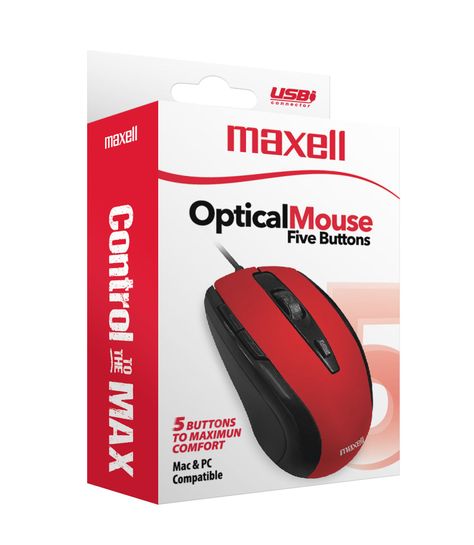 Mouse Óptico Maxell 5 Botones MOWR-105 Rojo-2