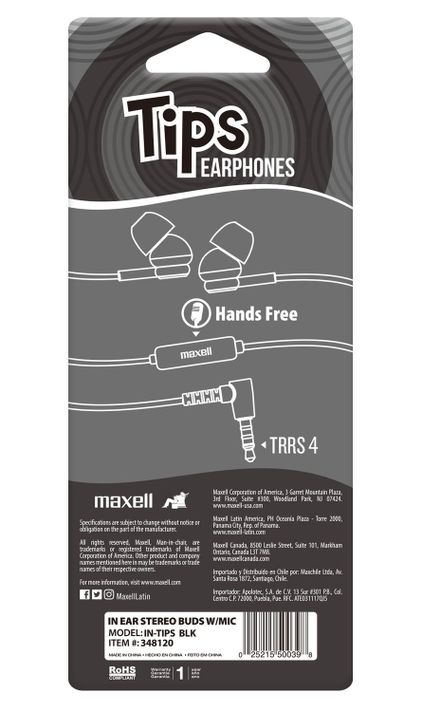 Audífonos Maxell IN-TIPS Con Micrófono In Ear Negro-2