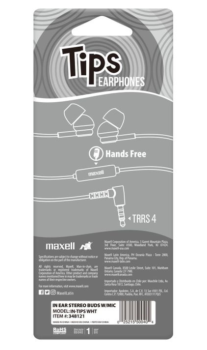 Audífonos Maxell IN-TIPS Con Micrófono In Ear Blanco-2