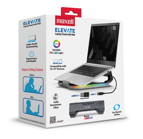 Soporte Elevado Maxell Para Laptop Con Hub De 4 Puertos 3.0-2