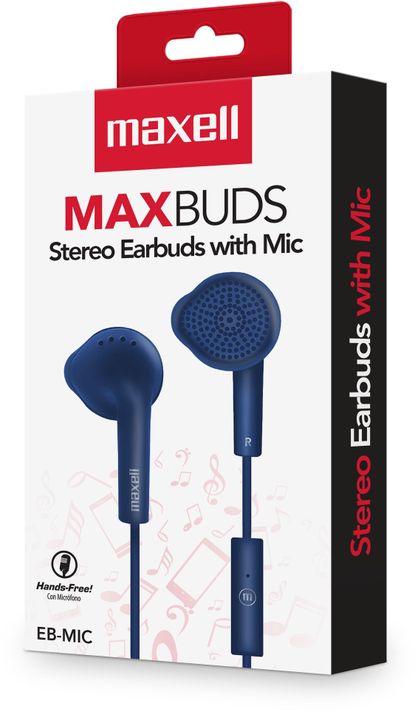 Audífonos Eb-mic Estéreo De Botón Con Mic Azul - Maxell-1