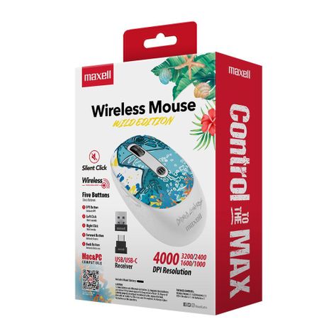 Mouse Inalámbrico Maxell Diseño Wild 4000dpi Usb/usb-c Tortuga-4