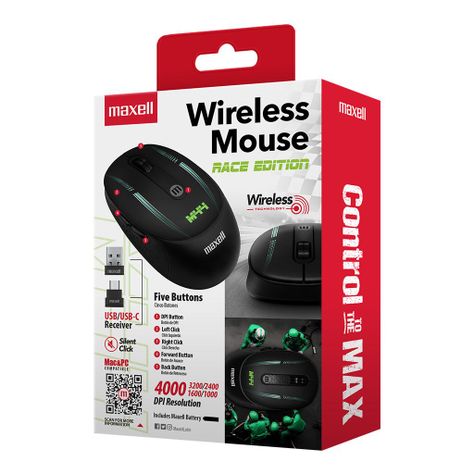 Mouse Inalámbrico Maxell Diseño Race 4000dpi Usb/usb-c M44-3