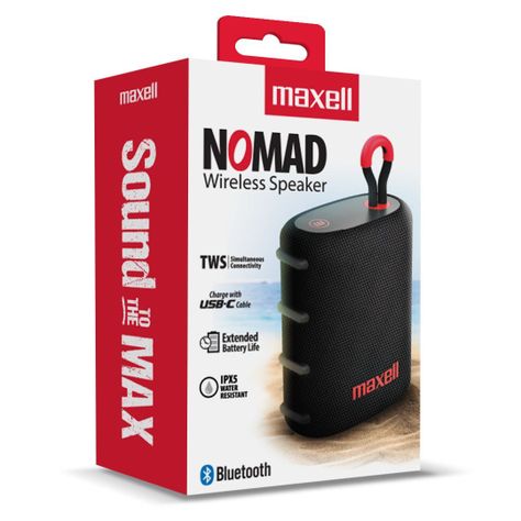 Parlante Bluetooth Portátil Maxell Nomad Tws 15 Hr Ipx5 Negro-1