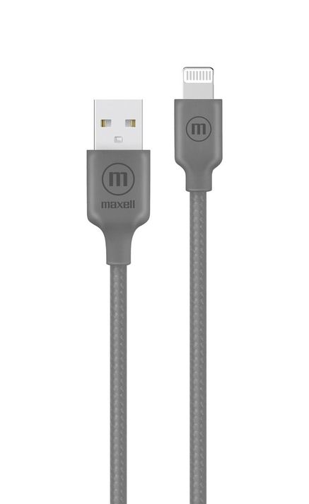 Cable Trenzado Usb A Lightning Maxell 2 Metros Carga Rápida Gris-0