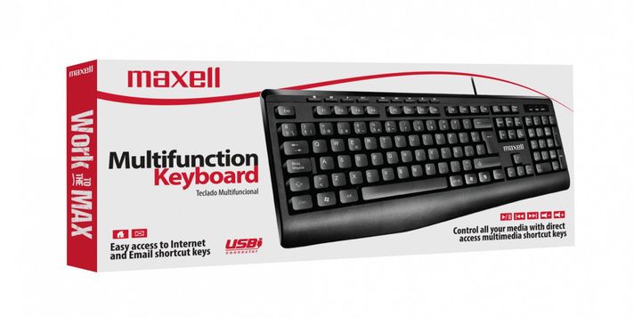 Teclado Multifuncional Maxell KB-100 Conector Usb Negro-1