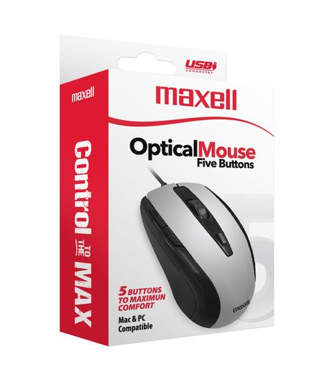 Mouse Óptico Maxell 5 Botones MOWR-105 Gris-2