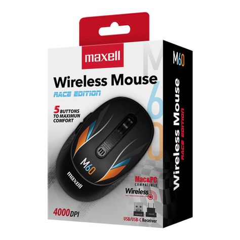 Mouse Inalámbrico Maxell Diseño Race 4000dpi Usb/usb-c M60-2