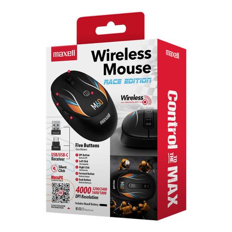 Mouse Inalámbrico Maxell Diseño Race 4000dpi Usb/usb-c M60-3