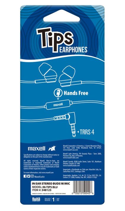 Audífonos Maxell IN-TIPS Con Micrófono In Ear Azul-2