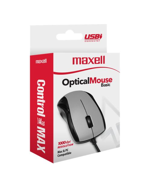 Mouse Óptico Maxell Usb MOWR-101 1200DPI Gris-1