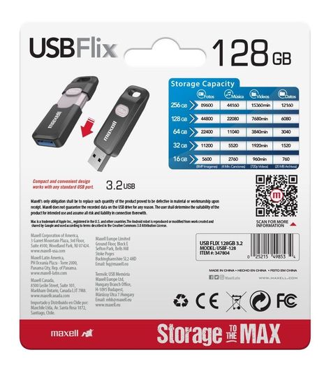 Pendrive Maxell FLIX 128GB 3.2-4