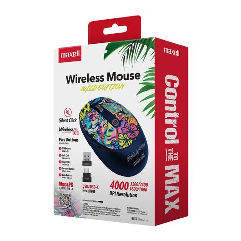 Mouse Inalámbrico Maxell Diseño Wild 4000dpi Usb/usb-c Jaguar-4