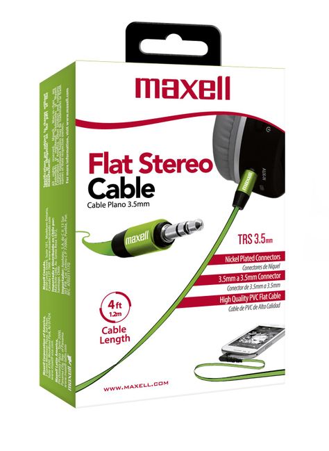 Cable Para Audio Plano Con Conectores De 3.5mm A 3.5mm Verde Maxell-1