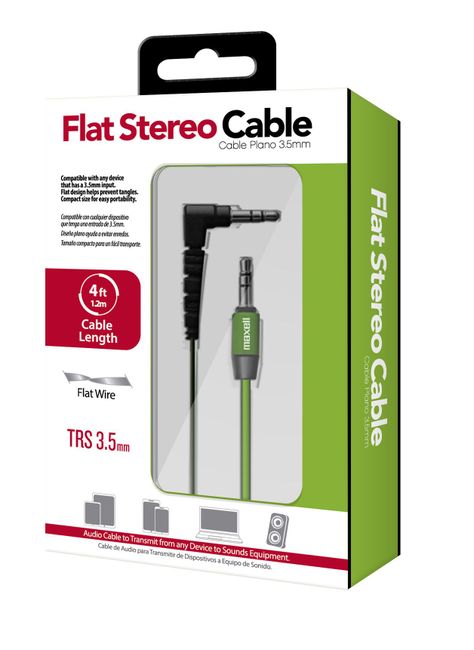 Cable Para Audio Plano Con Conectores De 3.5mm A 3.5mm Verde Maxell-2