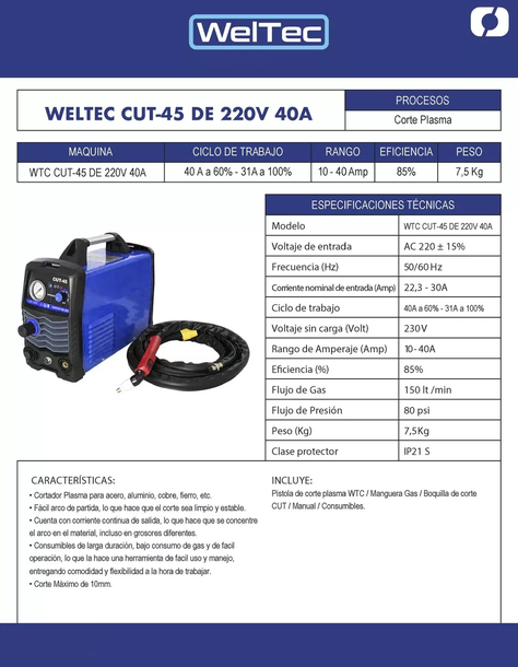 Maquina Cortadora De Plasma Wtc- Cut-45 // Weldfan-1