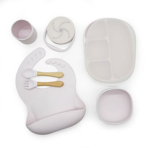 Set de Alimentación Silicona AllMedikal Kids 7 piezas Light Lilac-0