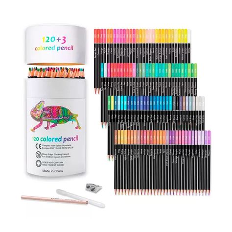 Set De Arte 120 + 3 Pzs Lápices De Color Profesional -0