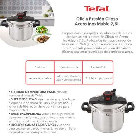 Olla a Presión Clipso Acero Inoxidable 7,5L-1
