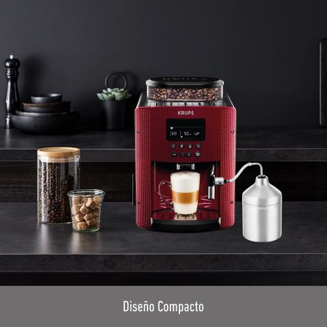 Cafetera Espresso Full Auto Display Roja + Lechero EA816570-2