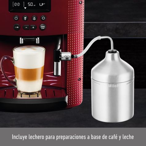 Cafetera Espresso Full Auto Display Roja + Lechero EA816570-7